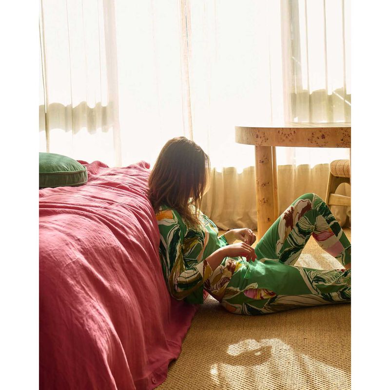 Kip&Co Somerset Green Adult Organic Cotton LS Top & Slouch Pant PJ Set image number 2
